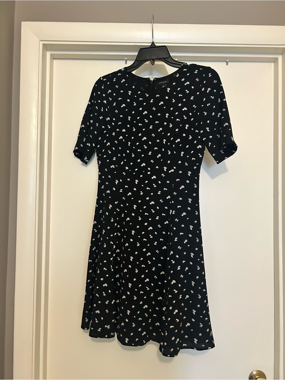 Ann Taylor Black Dress with White Floral Print